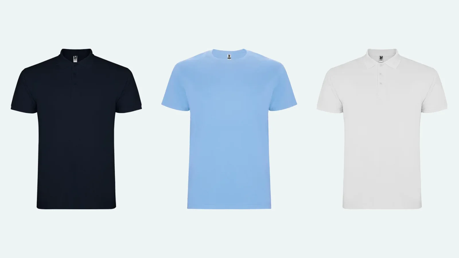Polos y camiseta para uniforme de fisioterapeuta en marino, azul celeste y blanco